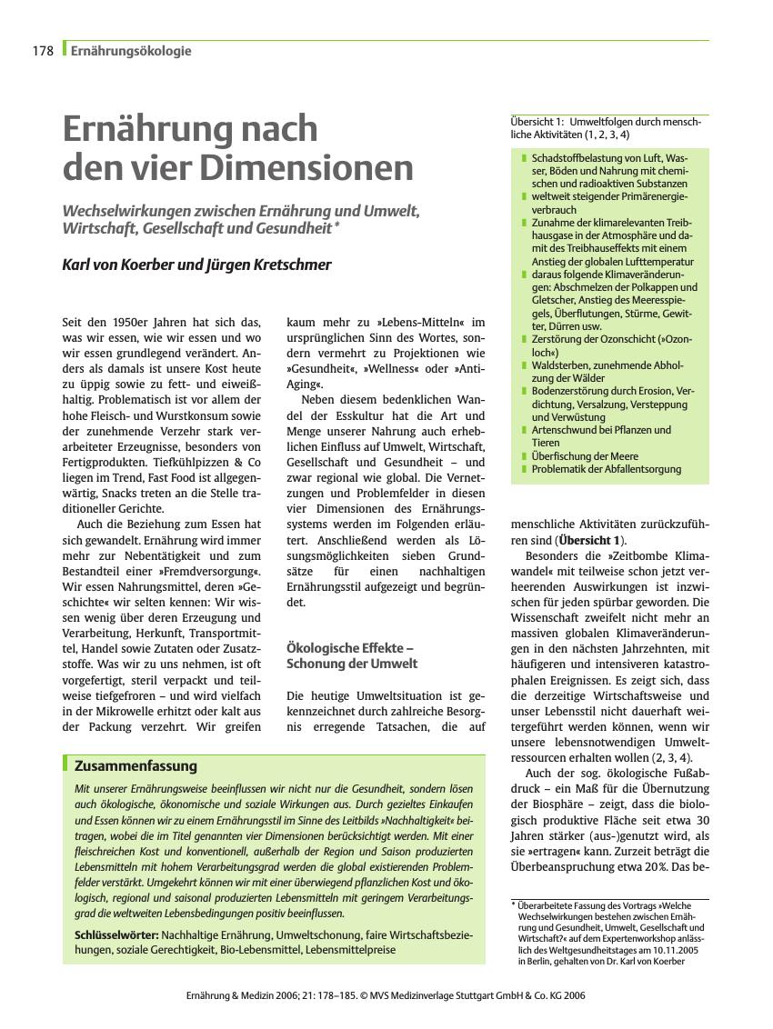 Vorschauseite 1: Ernährung nach den vier Dimensionen