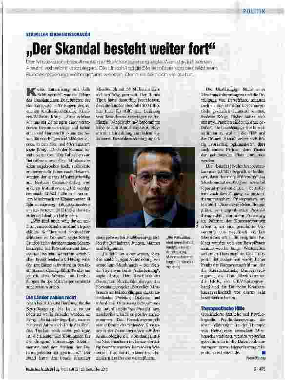 Vorschauseite 1: „Der Skandal besteht weiter fort