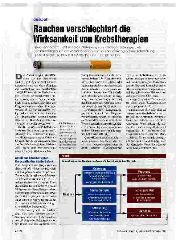 Vorschauseite 1: Rauchen verschlechtert die Wirksamkeit von Krebstherapien