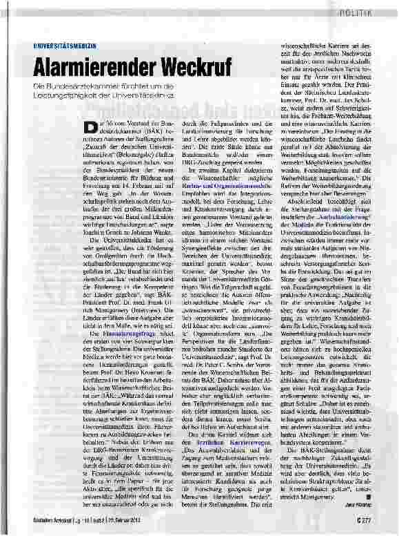 Vorschauseite 1: Alarmierender Weckruf