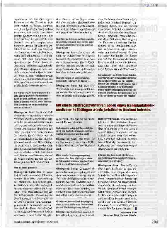 Vorschauseite 2: „Rechtlich sind Wartepatienten eine Gefahrengemeinschaft