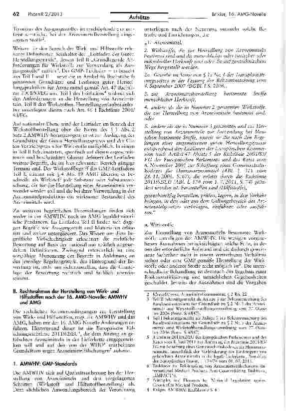 Vorschauseite 2: Anforderungen an Wirkund Hilfsstoffe nach dem 2. Gesetz zur Änderung arzneimittelrechtlicher und anderer Vorschriften(so genannte 16. AMG-Novelle)