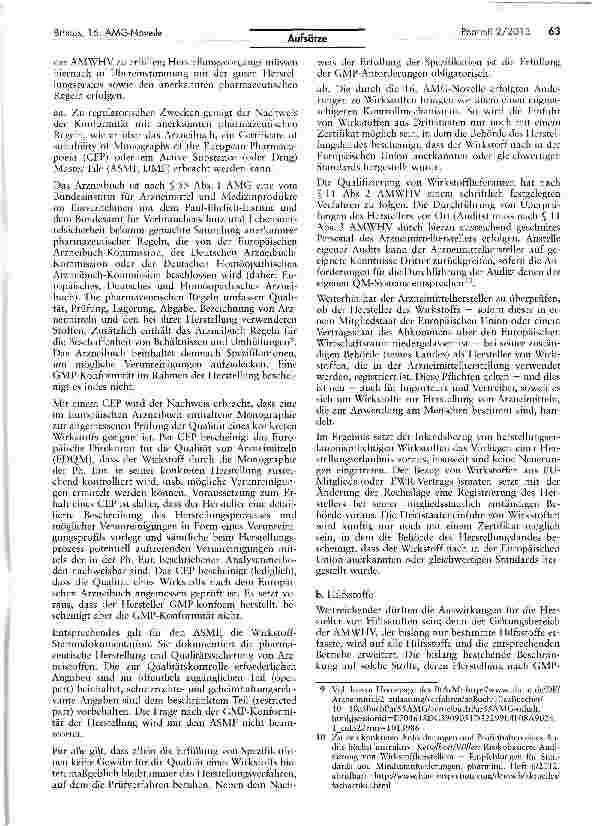 Vorschauseite 3: Anforderungen an Wirkund Hilfsstoffe nach dem 2. Gesetz zur Änderung arzneimittelrechtlicher und anderer Vorschriften(so genannte 16. AMG-Novelle)