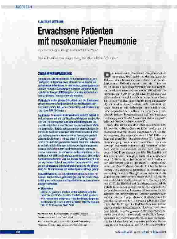 Vorschauseite 1: Erwachsene Patienten mit nosokomialer Pneumonie