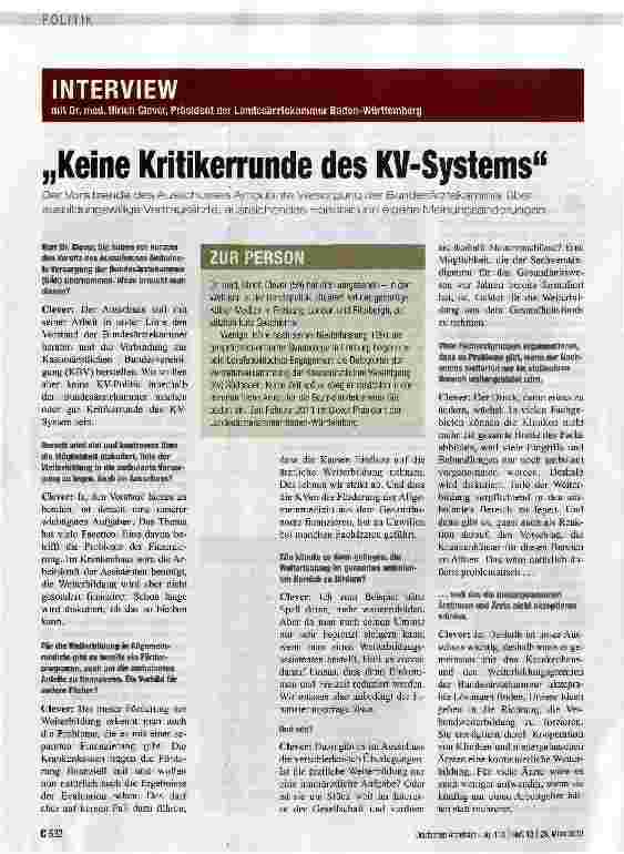 Vorschauseite 1: „Keine Kritikerrunde des KV-Systems