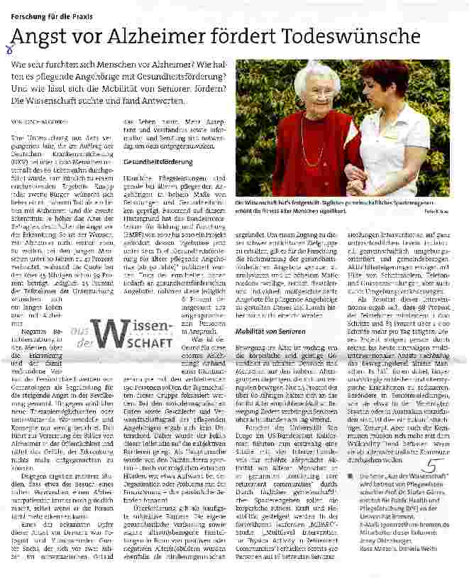 Vorschauseite 1: Angst vor Alzheimer fördert Todeswünsche