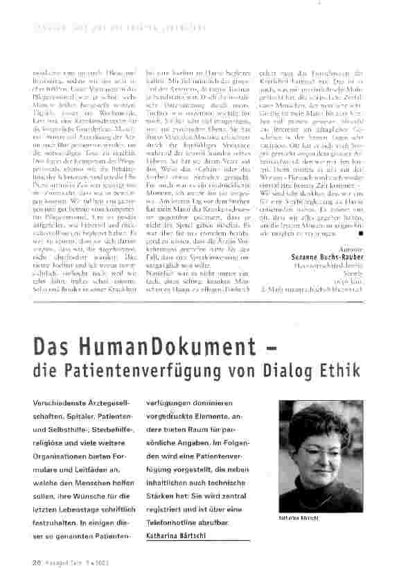 Vorschauseite 1: Das HumanDokument -die Patientenverfügung von Dialog Ethik