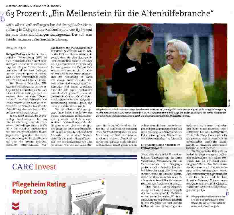 Vorschauseite 1: 63 Prozent: „Ein Meilenstein für die Altenhilfebranche