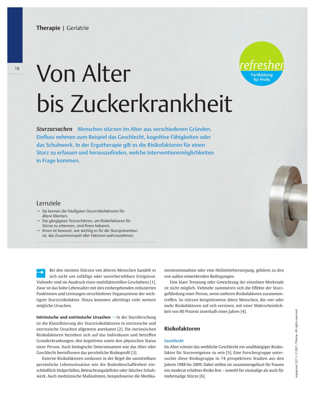 Vorschauseite 1: Von Alter bis Zuckerkrankheit – Sturzursachen