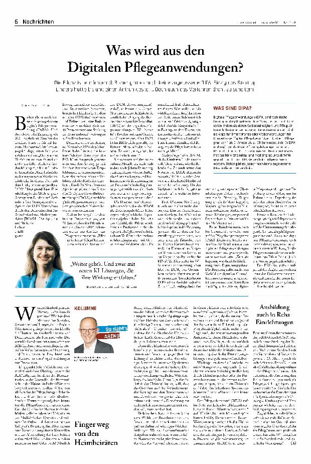 Vorschauseite 1: Was wird aus den Digitalen Pflegeanwendungen?