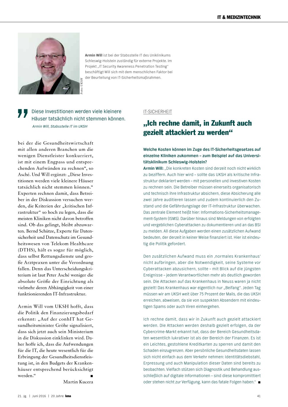 Vorschauseite 1: IT-Sicherheit: ?Ich rechne damit, in Zukunft auch gezielt attackiert zu werden?