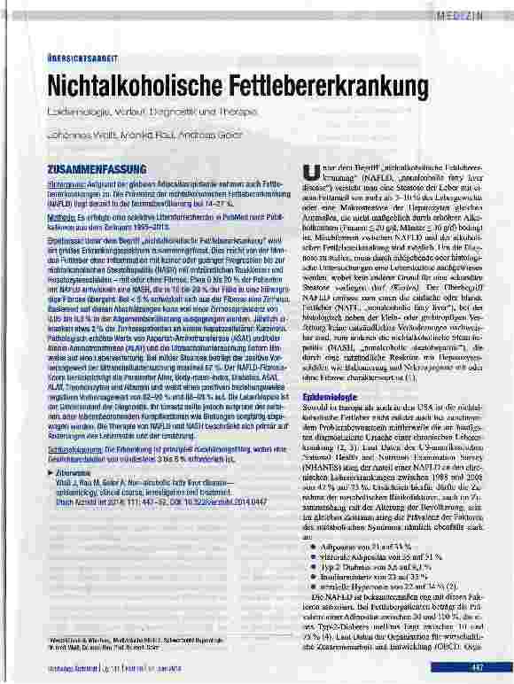 Vorschauseite 1: Nichtalkoholische Fettlebererkrankung