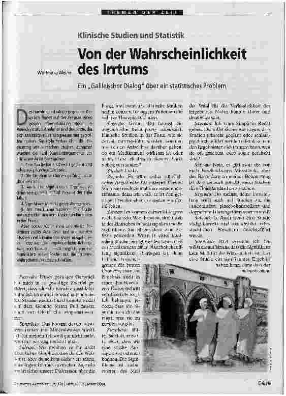 Vorschauseite 1: Von der Wahrscheinlichkeit des Irrtums Ein Galileischer Dialog über ein statistisches Problem