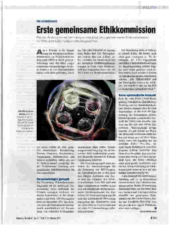 Vorschauseite 1: Erste gemeinsame Ethikkommission
