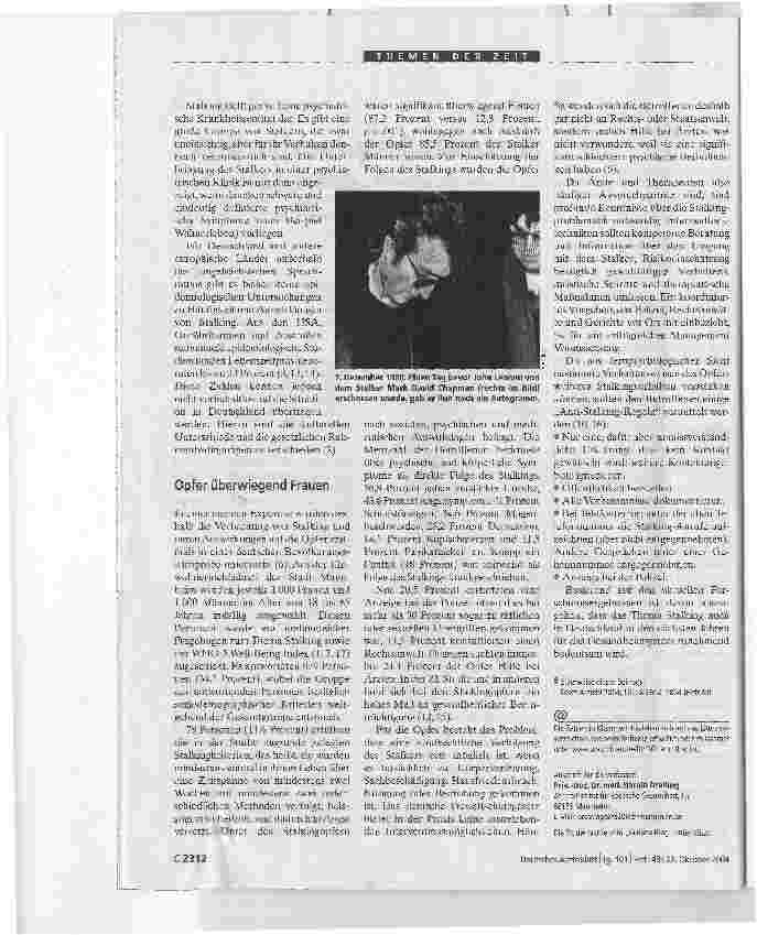 Vorschauseite 2: Stalking. Ärzte als Ansprechpartner