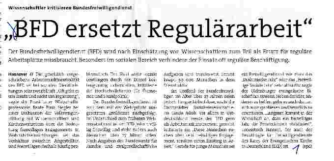 Vorschauseite 1: BFD ersetzt Regulärarbeit