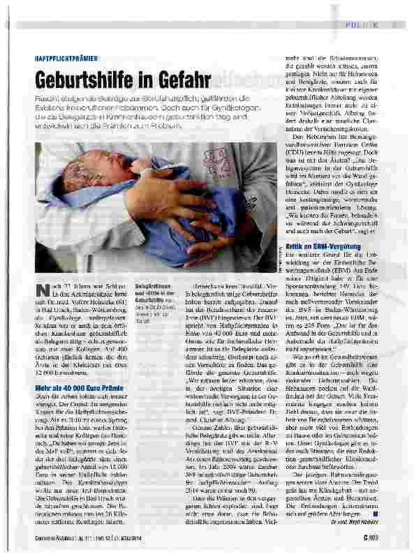 Vorschauseite 1: Geburtshilfe in Gefahr