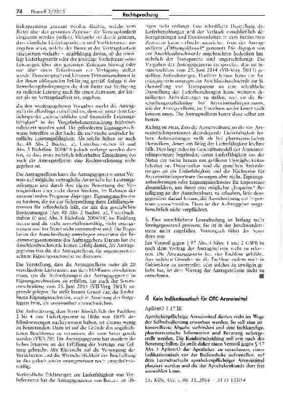 Vorschauseite 1: Kein Indikationstisch für OTC-Arzneimittel ApBetrO § 17 III