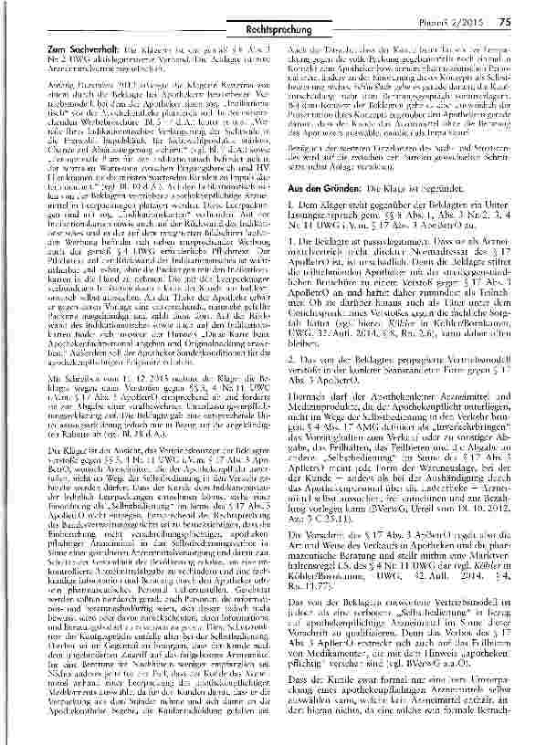 Vorschauseite 2: Kein Indikationstisch für OTC-Arzneimittel ApBetrO § 17 III