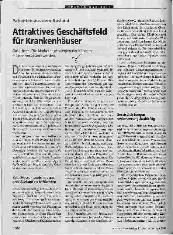 Vorschauseite 1: Attraktives Geschäftsfeld für Krankenhäuser