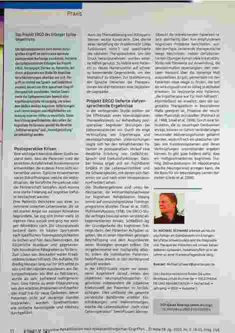 Vorschauseite 5: Projekt ERGO liefert vielversprechende Ergebnisse. Kognitive Rehabilitation nach epilepsiechirurgischen Eingriffen.