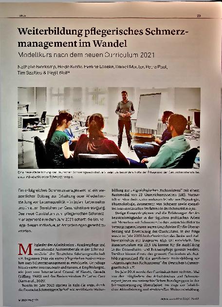 Vorschauseite 1: Weiterbildung pflegerisches Schmerzmanagement im Wandel Modellkurs nach dem neuen Curriculum 2021