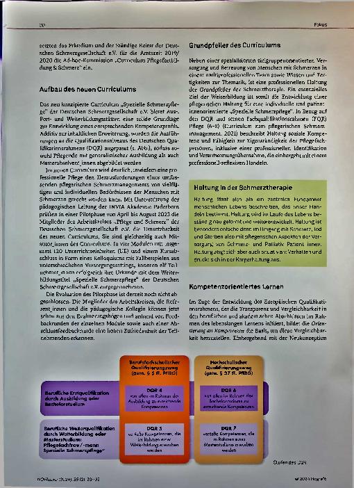 Vorschauseite 2: Weiterbildung pflegerisches Schmerzmanagement im Wandel Modellkurs nach dem neuen Curriculum 2021