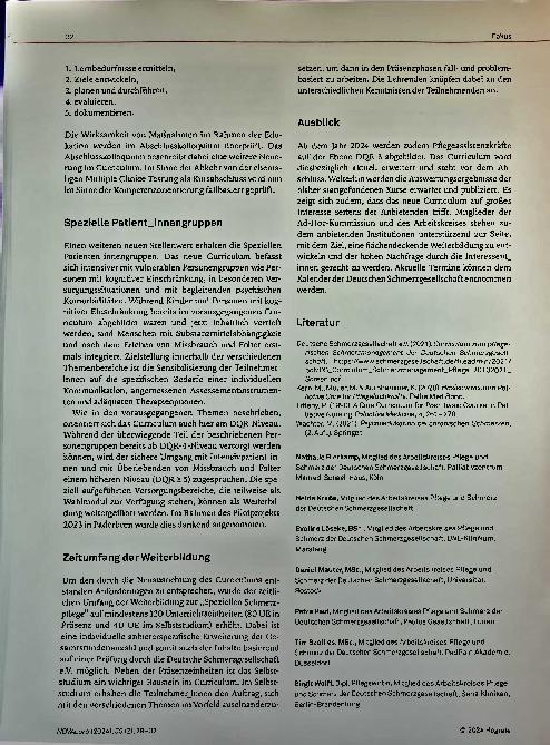 Vorschauseite 4: Weiterbildung pflegerisches Schmerzmanagement im Wandel Modellkurs nach dem neuen Curriculum 2021