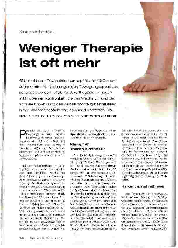 Vorschauseite 1: Weniger Therapie ist oft mehr