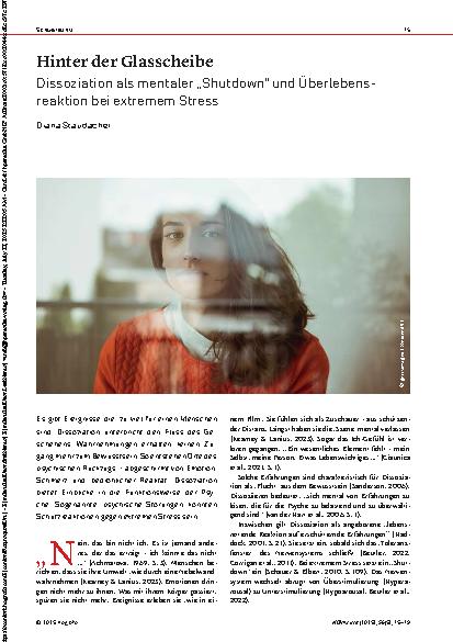 Vorschauseite 1: Hinter der Glasscheibe Dissoziation als mentaler „Shutdown“ und Überlebens reaktion bei extremem Stress