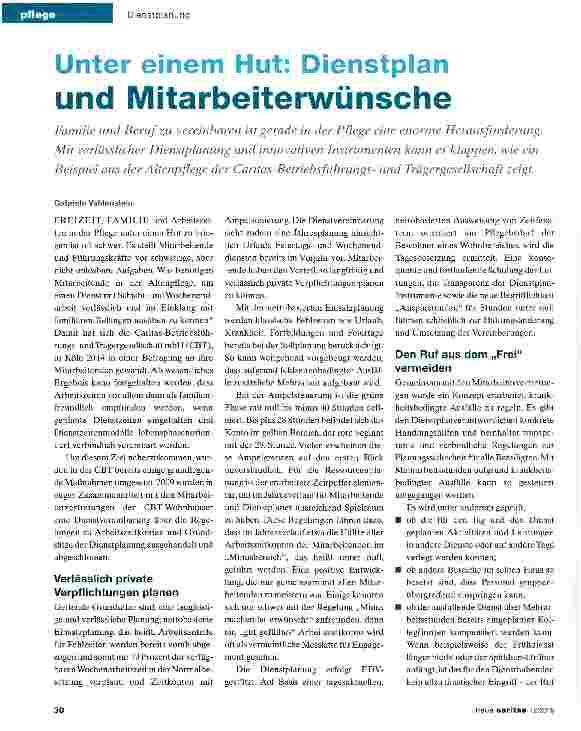 Vorschauseite 1: Unter einem Hut: Dienstplan und Mitarbeiterwünsche