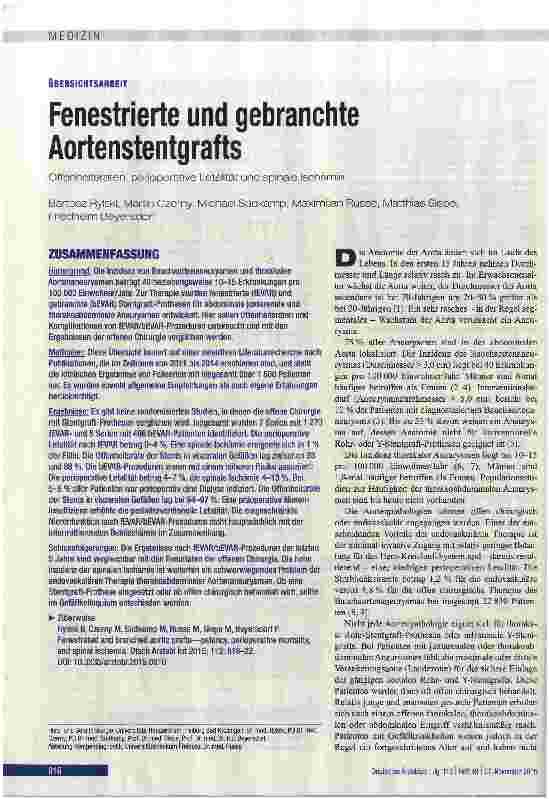 Vorschauseite 1: Fenestrierte und gebrauchte Aortenstentgrafts