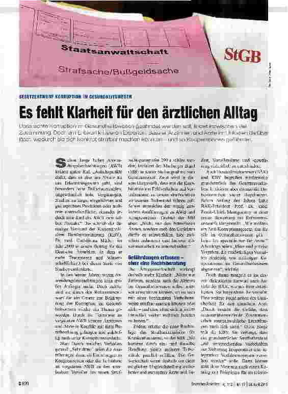 Vorschauseite 1: Es fehlt Klarheit für den ärztlichen Alltag