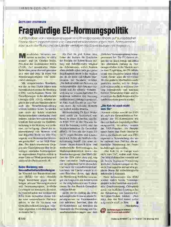 Vorschauseite 1: Fragwürdige EU-Normungspolitik