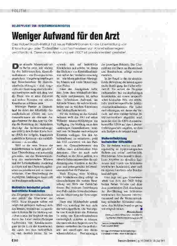 Vorschauseite 1: Weniger Aufwand für den Arzt