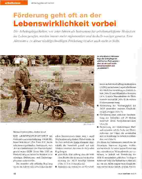 Vorschauseite 1: Förderung geht oft an der Lebenswirklichkeit vorbei