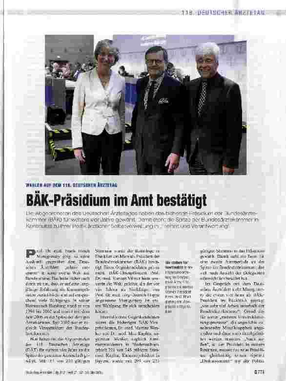Vorschauseite 1: BAK-Präsidium im Amt bestätigt