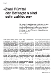 Vorschauseite 1: "Zwei Fünftel der Befragten sind sehr zufrieden."