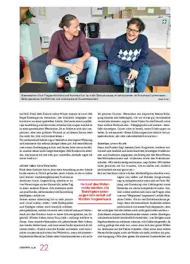 Vorschauseite 2: Ein Student mit Zerebralparese und pädagogischem Hochschuldiplom? Das geht! Er zeigt Kolleginnen und Kollegen, wie echte Inklusion funktioniert.