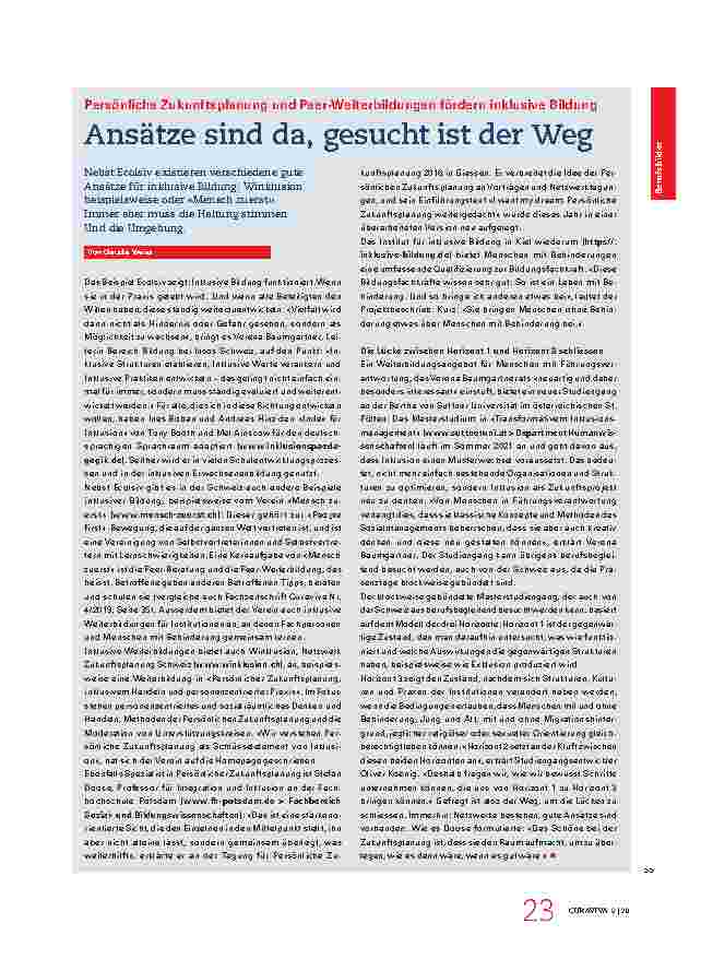 Vorschauseite 3: Ein Student mit Zerebralparese und pädagogischem Hochschuldiplom? Das geht! Er zeigt Kolleginnen und Kollegen, wie echte Inklusion funktioniert.