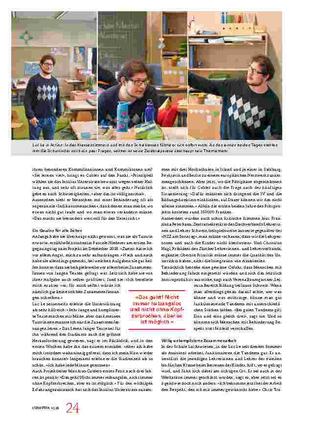 Vorschauseite 4: Ein Student mit Zerebralparese und pädagogischem Hochschuldiplom? Das geht! Er zeigt Kolleginnen und Kollegen, wie echte Inklusion funktioniert.
