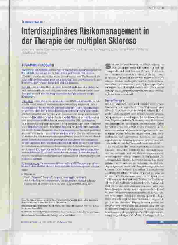 Vorschauseite 1: Interdisziplinäres Risikomanagement in der Therapie der multiplen Sklerose