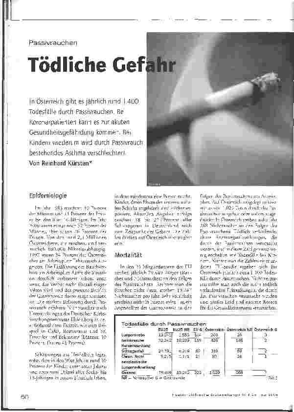 Vorschauseite 1: Passivrauchen - Tödliche Gefahr