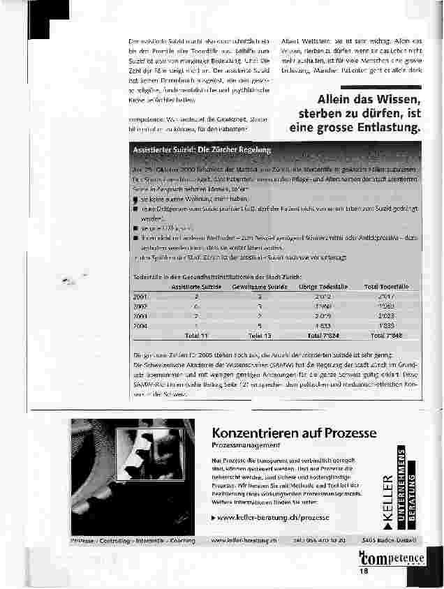 Vorschauseite 2: Begleiteter Suizid in den Zürcher Heimen erlaubt
