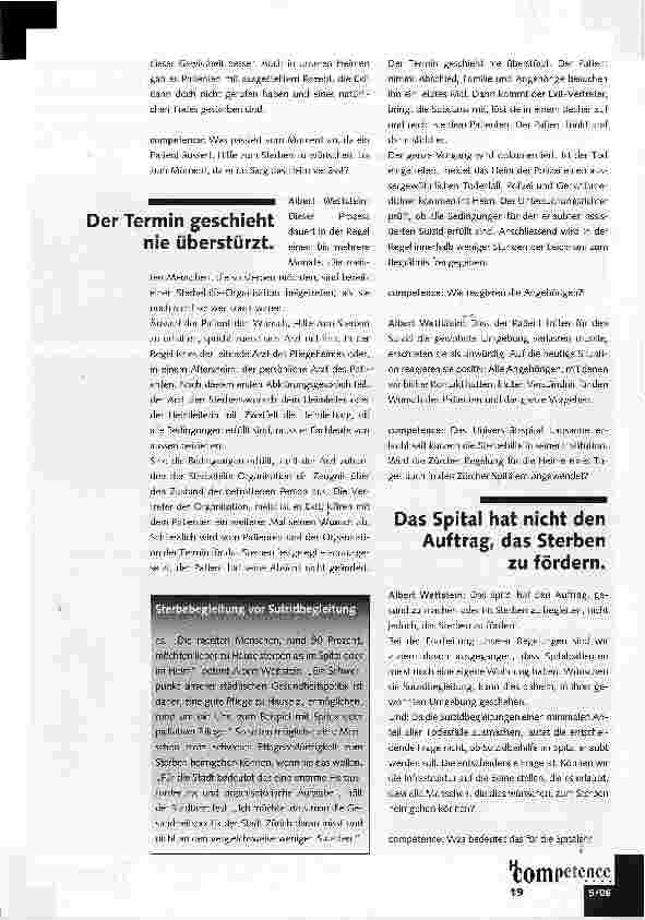 Vorschauseite 4: Begleiteter Suizid in den Zürcher Heimen erlaubt