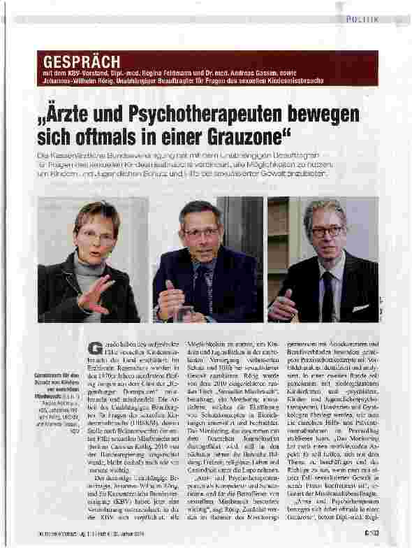 Vorschauseite 1: Ärzte und Psychotherapeuten bewegen sich oftmals in einer Grauzone