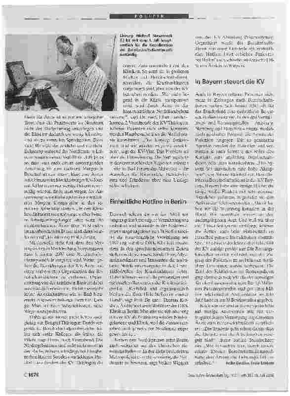 Vorschauseite 3: Kassenärztlicher Bereitschaftsdienst - Die erkaufte Freiheit