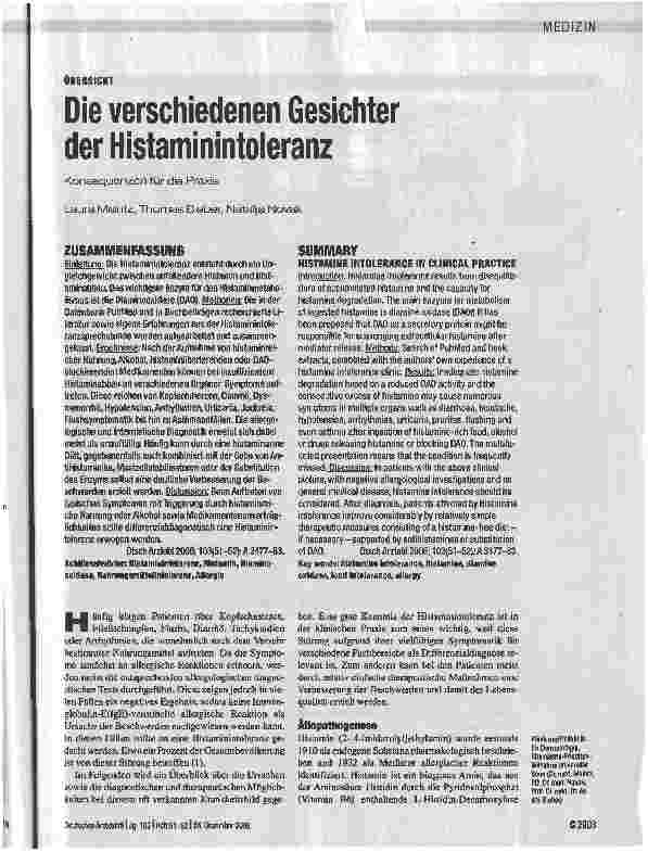 Vorschauseite 1: Die verschiedenen Gesichter der Histaminintoleranz