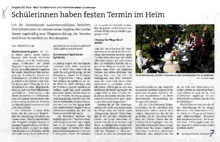 Vorschauseite 1: Schülerinnen haben festen Termin im Heim