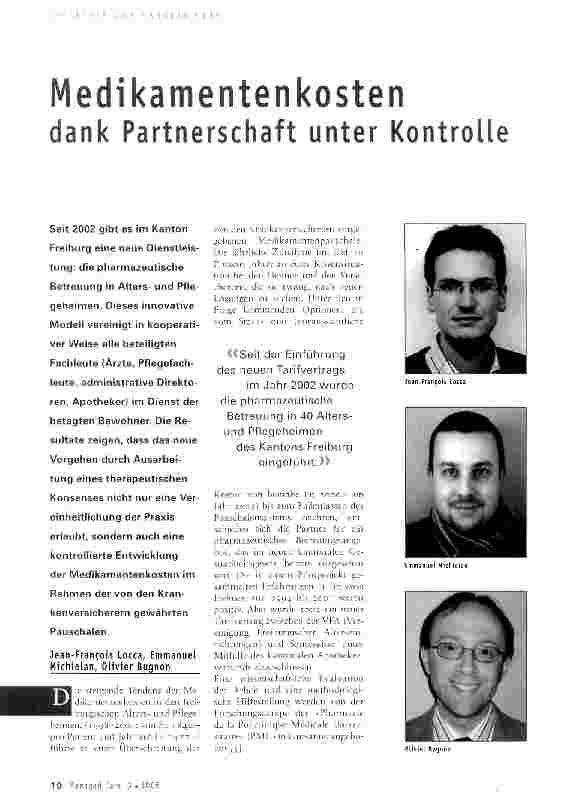 Vorschauseite 1: Medikamentenkosten dank Partnerschaft unter Kontrolle